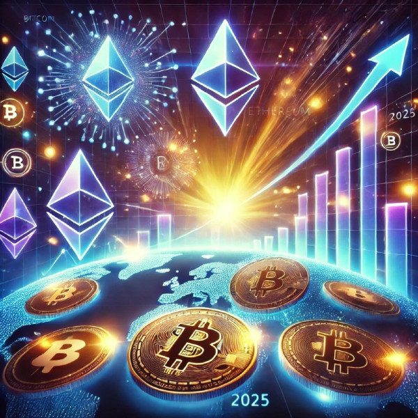 DALL·E 2024-12-25 15.18.21 - A futuristic digital illustration showcasing various cryptocurrencies, including Bitcoin, Ethereum, and emerging coins, represented as glowing, dynami.jpg