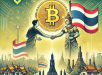 DALL·E 2024-12-26 19.12.15 - An illustration depicting a collaboration between Binance and Thailand on a pilot Bitcoin project. The image features a symbolic handshake between a f.jpg