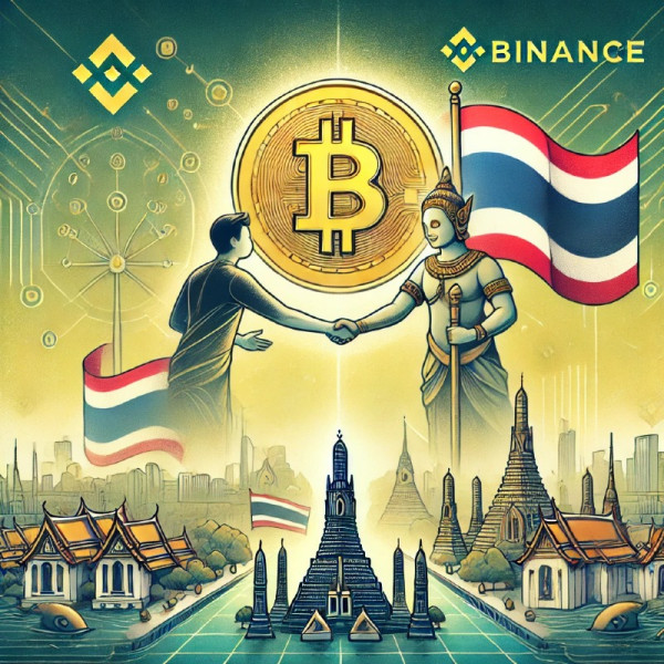 DALL·E 2024-12-26 19.12.15 - An illustration depicting a collaboration between Binance and Thailand on a pilot Bitcoin project. The image features a symbolic handshake between a f.jpg