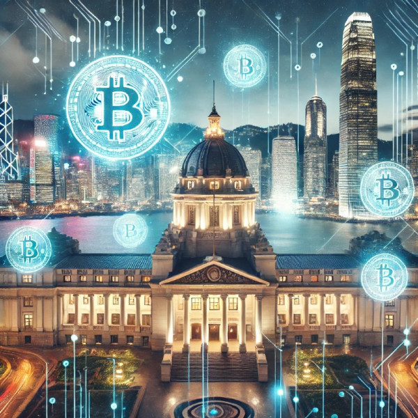 DALL·E 2024-12-26 20.12.00 - A professional digital illustration depicting Hong Kongs Legislative Council building with a modern, futuristic overlay symbolizing cryptocurrency an.jpg