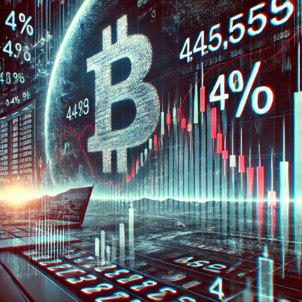 DALL·E 2024-12-26 20.27.38 - A dramatic digital illustration showing a cryptocurrency chart displaying a sharp decline in Bitcoins price, with a highlighted 4 drop. In the backg.jpg