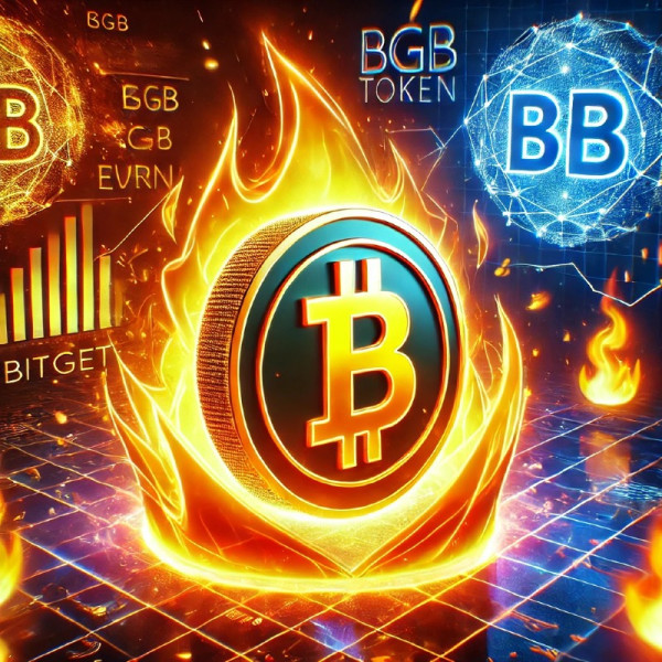 DALL·E 2024-12-27 20.37.01 - A bold and dynamic digital artwork illustrating a cryptocurrency token burn event. The image features a glowing BGB token surrounded by flames, symbol.jpg