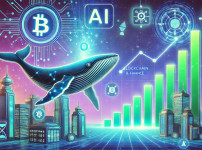 DALL·E 2024-12-27 20.54.49 - A futuristic financial and AI ecosystem-themed illustration, showing a large whale holding glowing digital tokens in a decentralized finance environme.jpg