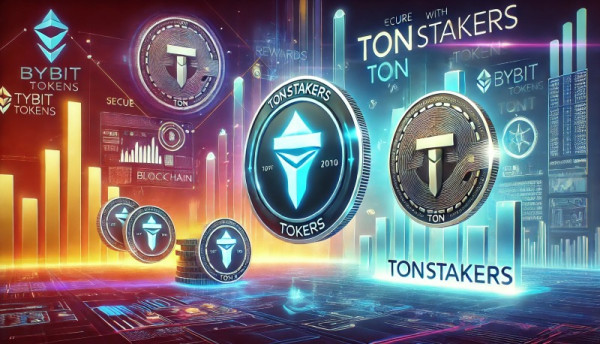 DALL·E 2024-12-28 23.09.04 - A dynamic illustration showcasing cryptocurrency staking with TON tokens on the Bybit platform. The image features the Bybit logo integrated with Tons (1).jpg