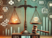 DALL·E 2024-12-29 22.02.22 - An illustrative image depicting the concept of decentralized finance (DeFi) facing challenges from tax regulations. Show a balance scale with DeFi sym.jpg