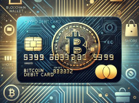 DALL·E 2024-12-29 23.03.33 - A modern and visually appealing illustration of a crypto debit card. The card features a sleek design with a Bitcoin logo and digital patterns, symbol.jpg