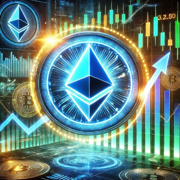 DALL·E 2024-12-30 21.21.29 - A dynamic and futuristic digital art piece showcasing the Ethereum logo glowing in blue and silver, surrounded by ascending price charts and bullish m.jpg