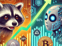 DALL·E 2024-12-30 22.42.13 - A split-screen illustration representing the contrast between two cryptocurrency tokens. On one side, a raccoon-themed meme coin with a playful and co.jpg